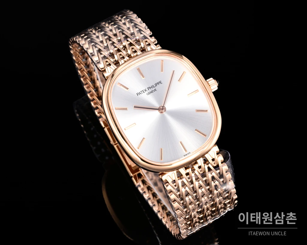 파텍필립 골든 엘립스 로즈골드 톤 베젤 화이트다이얼 오토매틱 39.5mm