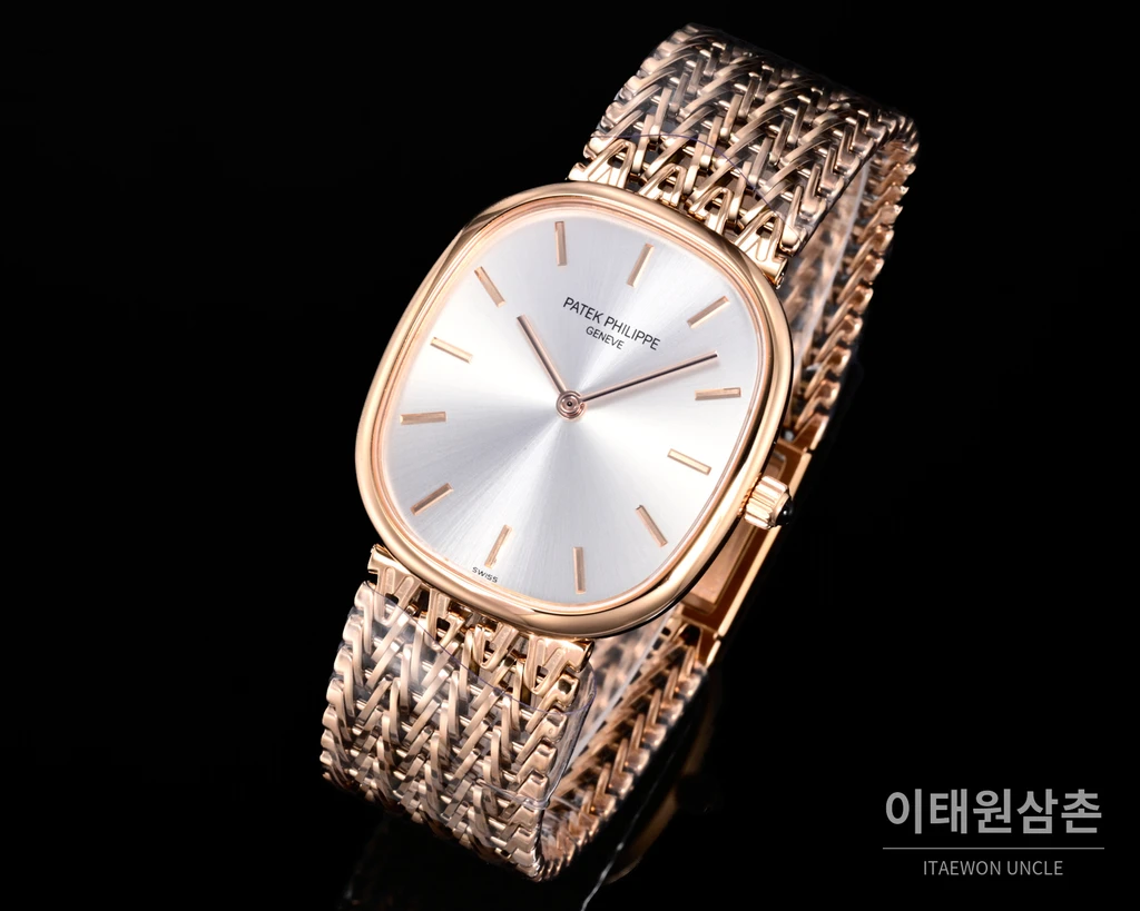 파텍필립 골든 엘립스 로즈골드 톤 베젤 화이트다이얼 오토매틱 39.5mm