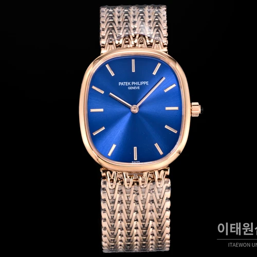 파텍필립 골든 엘립스 로즈골드 톤 베젤 블루다이얼 오토매틱 39.5mm