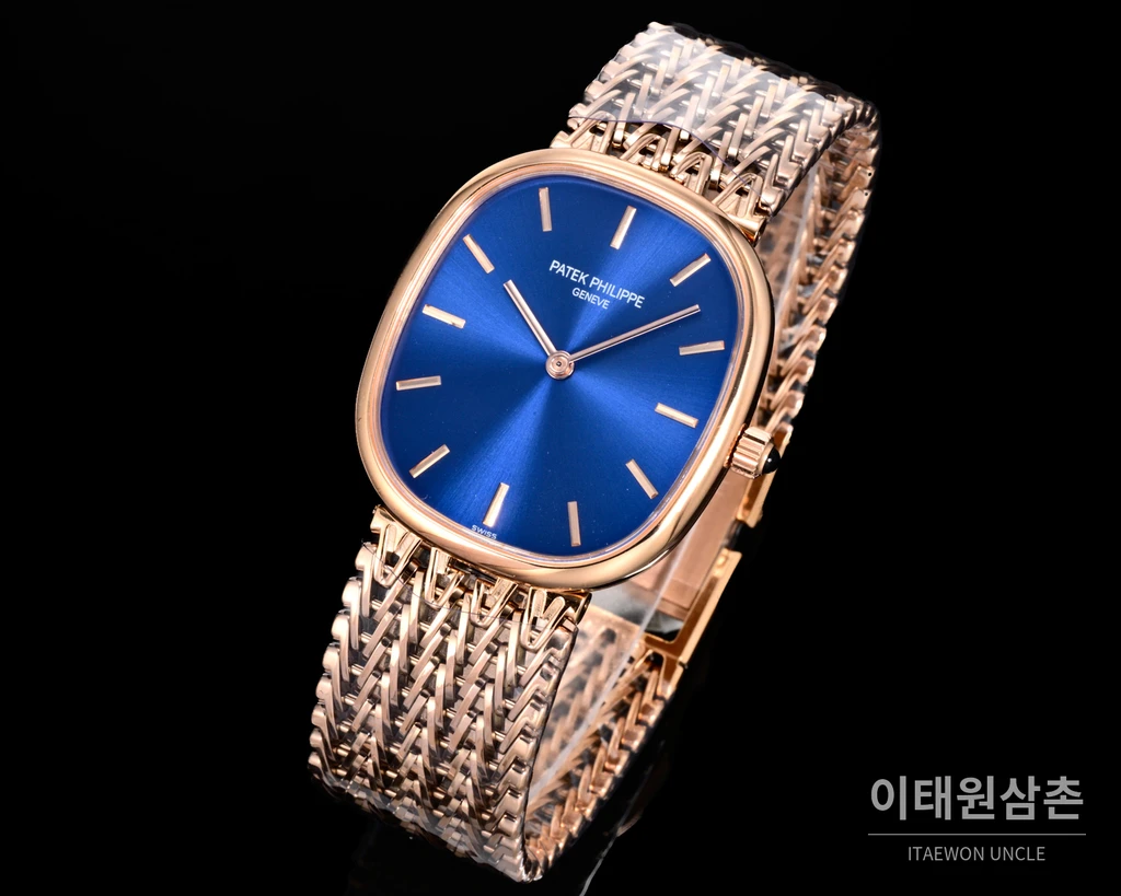 파텍필립 골든 엘립스 로즈골드 톤 베젤 블루다이얼 오토매틱 39.5mm