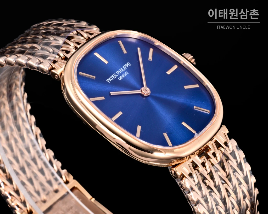 파텍필립 골든 엘립스 로즈골드 톤 베젤 블루다이얼 오토매틱 39.5mm
