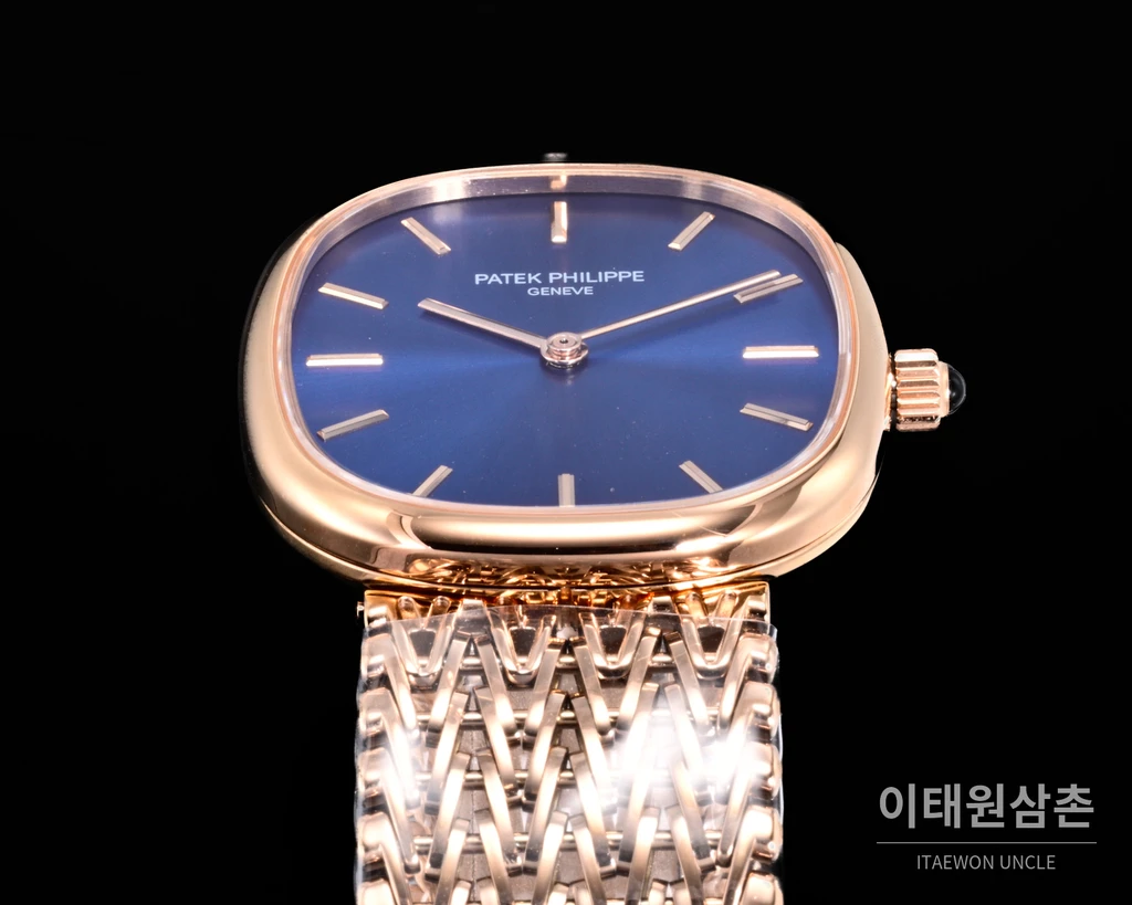 파텍필립 골든 엘립스 로즈골드 톤 베젤 블루다이얼 오토매틱 39.5mm