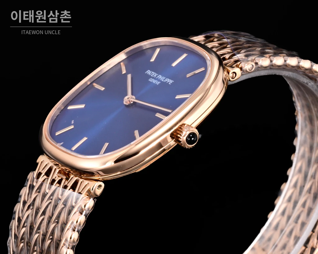 파텍필립 골든 엘립스 로즈골드 톤 베젤 블루다이얼 오토매틱 39.5mm