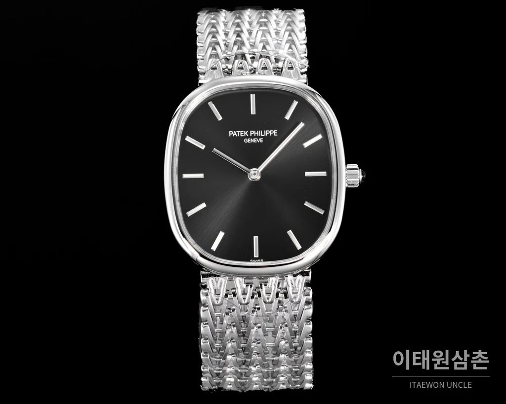 파텍필립 골든 엘립스 실버 톤 베젤 블랙다이얼 오토매틱 39.5mm