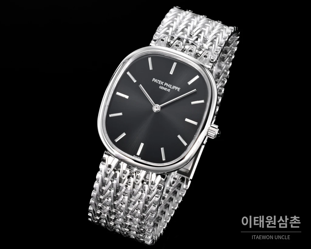 파텍필립 골든 엘립스 실버 톤 베젤 블랙다이얼 오토매틱 39.5mm