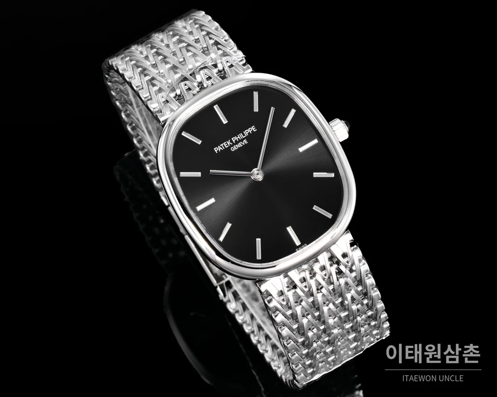 파텍필립 골든 엘립스 실버 톤 베젤 블랙다이얼 오토매틱 39.5mm
