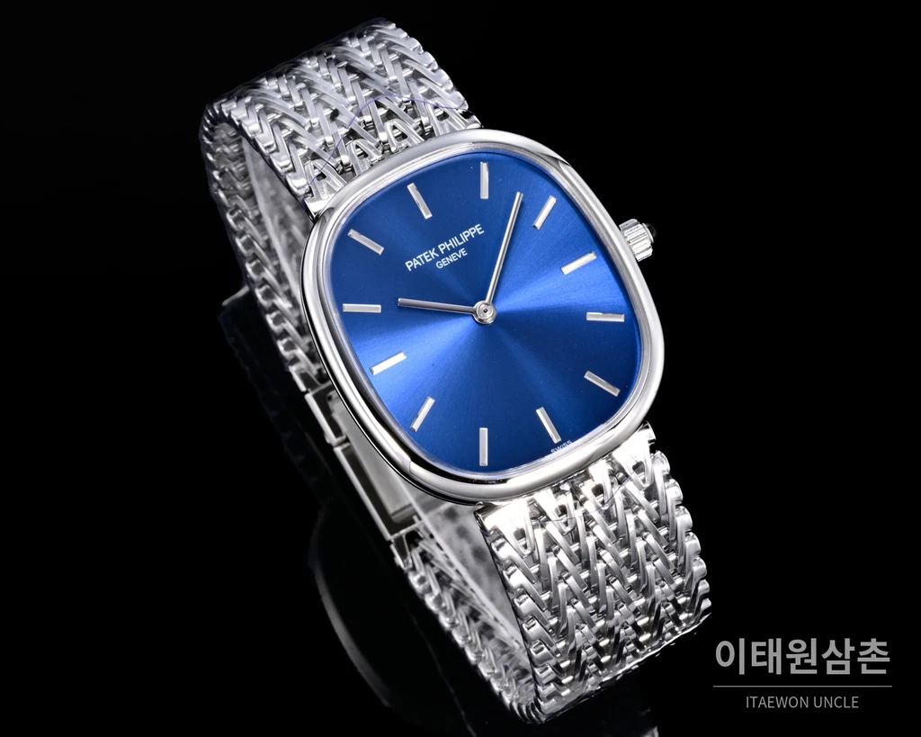 파텍필립 골든 엘립스 실버 톤 베젤 블루다이얼 오토매틱 39.5mm