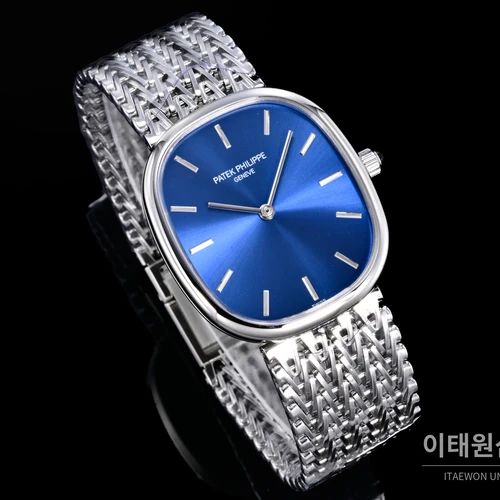 파텍필립 골든 엘립스 실버 톤 베젤 블루다이얼 오토매틱 39.5mm 파텍필립 골든 엘립스 실버 톤 베젤 블루다이얼 오토매틱 39.5mm