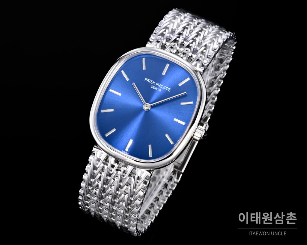 파텍필립 골든 엘립스 실버 톤 베젤 블루다이얼 오토매틱 39.5mm
