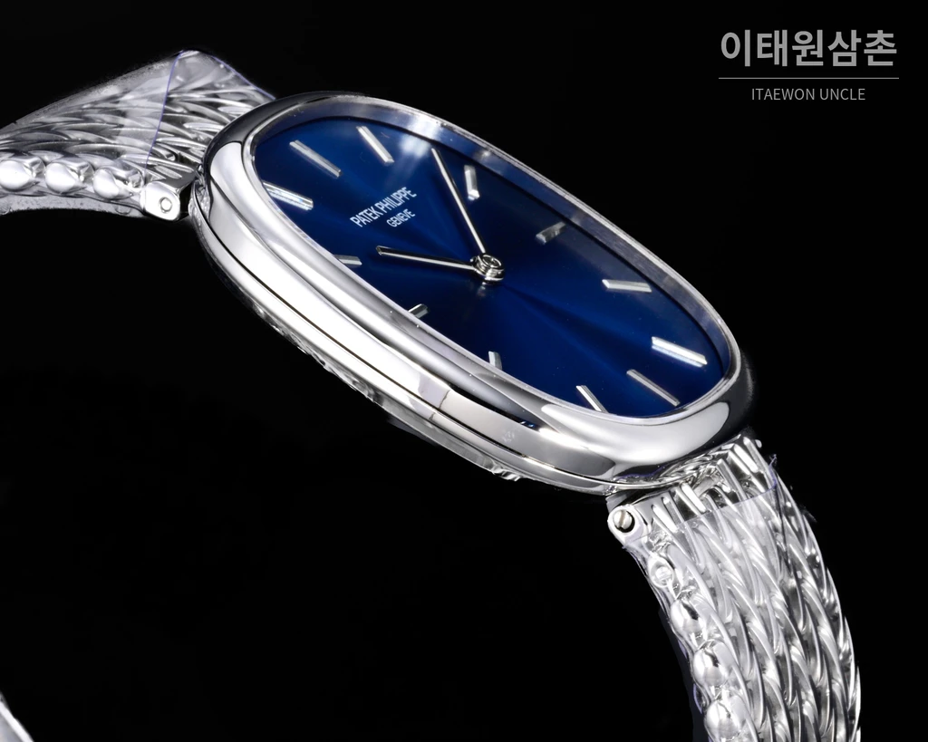파텍필립 골든 엘립스 실버 톤 베젤 블루다이얼 오토매틱 39.5mm