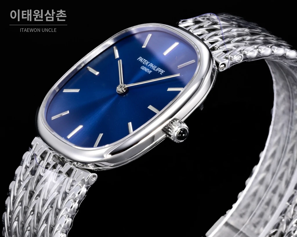 파텍필립 골든 엘립스 실버 톤 베젤 블루다이얼 오토매틱 39.5mm