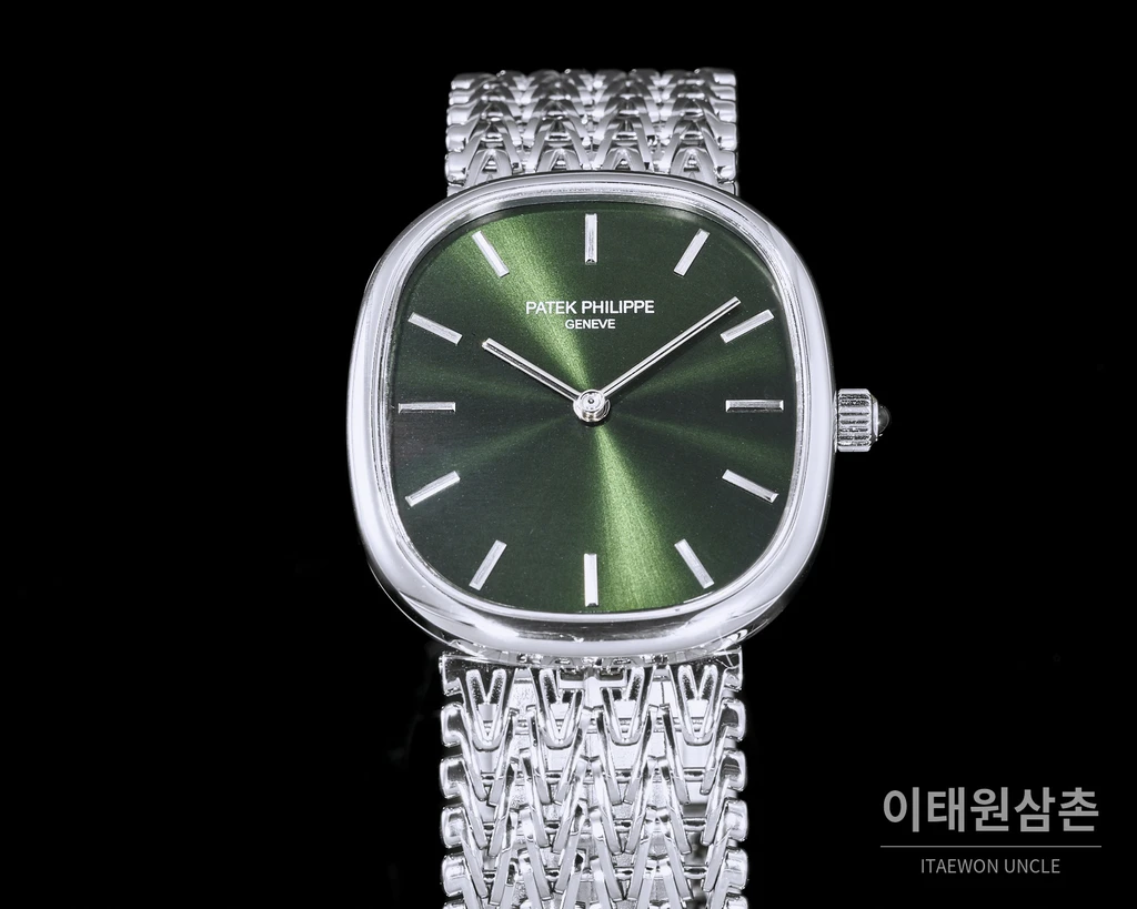 파텍필립 골든 엘립스 실버 톤 베젤 그린다이얼 오토매틱 39.5mm