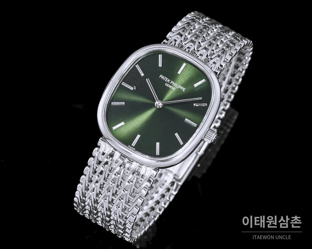 파텍필립 골든 엘립스 실버 톤 베젤 그린다이얼 오토매틱 39.5mm