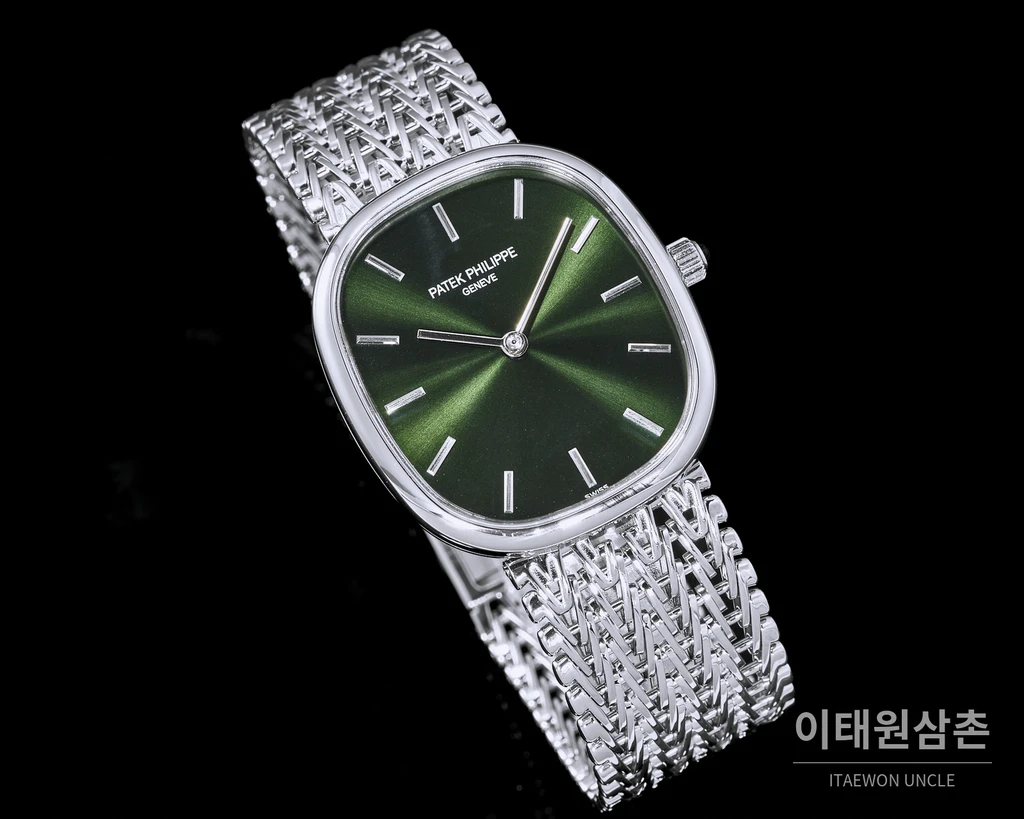 파텍필립 골든 엘립스 실버 톤 베젤 그린다이얼 오토매틱 39.5mm