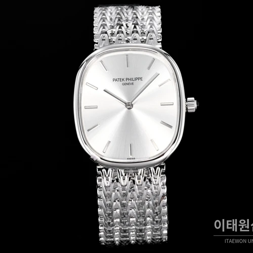 파텍필립 골든 엘립스 실버 톤 베젤 화이트다이얼 오토매틱 39.5mm