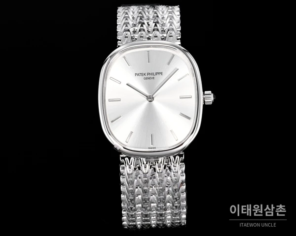 파텍필립 골든 엘립스 실버 톤 베젤 화이트다이얼 오토매틱 39.5mm