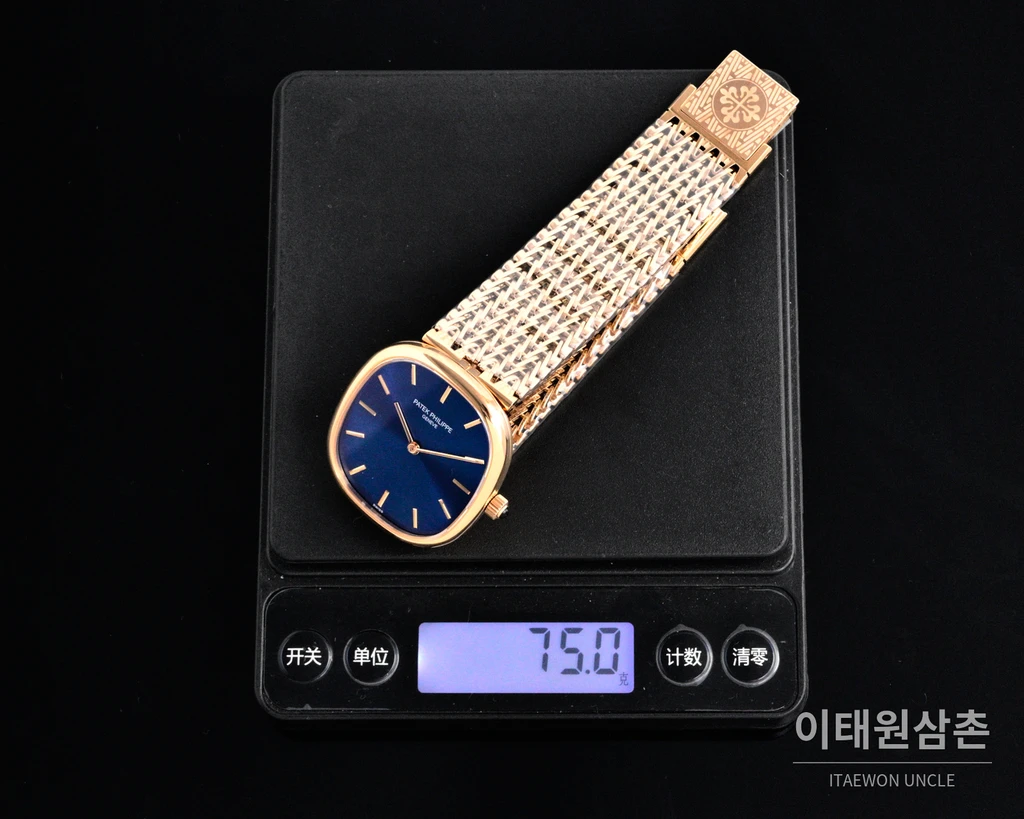 파텍필립 골든 엘립스 실버 톤 베젤 화이트다이얼 오토매틱 39.5mm