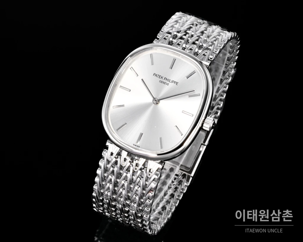 파텍필립 골든 엘립스 실버 톤 베젤 화이트다이얼 오토매틱 39.5mm