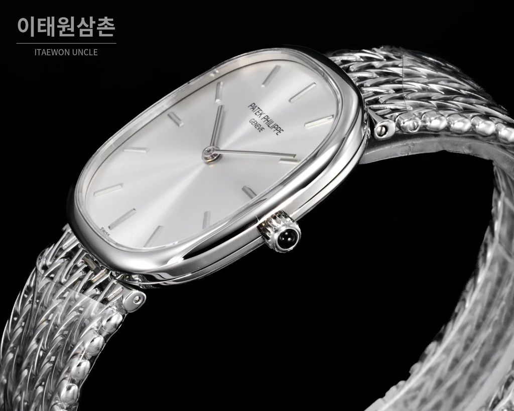 파텍필립 골든 엘립스 실버 톤 베젤 화이트다이얼 오토매틱 39.5mm
