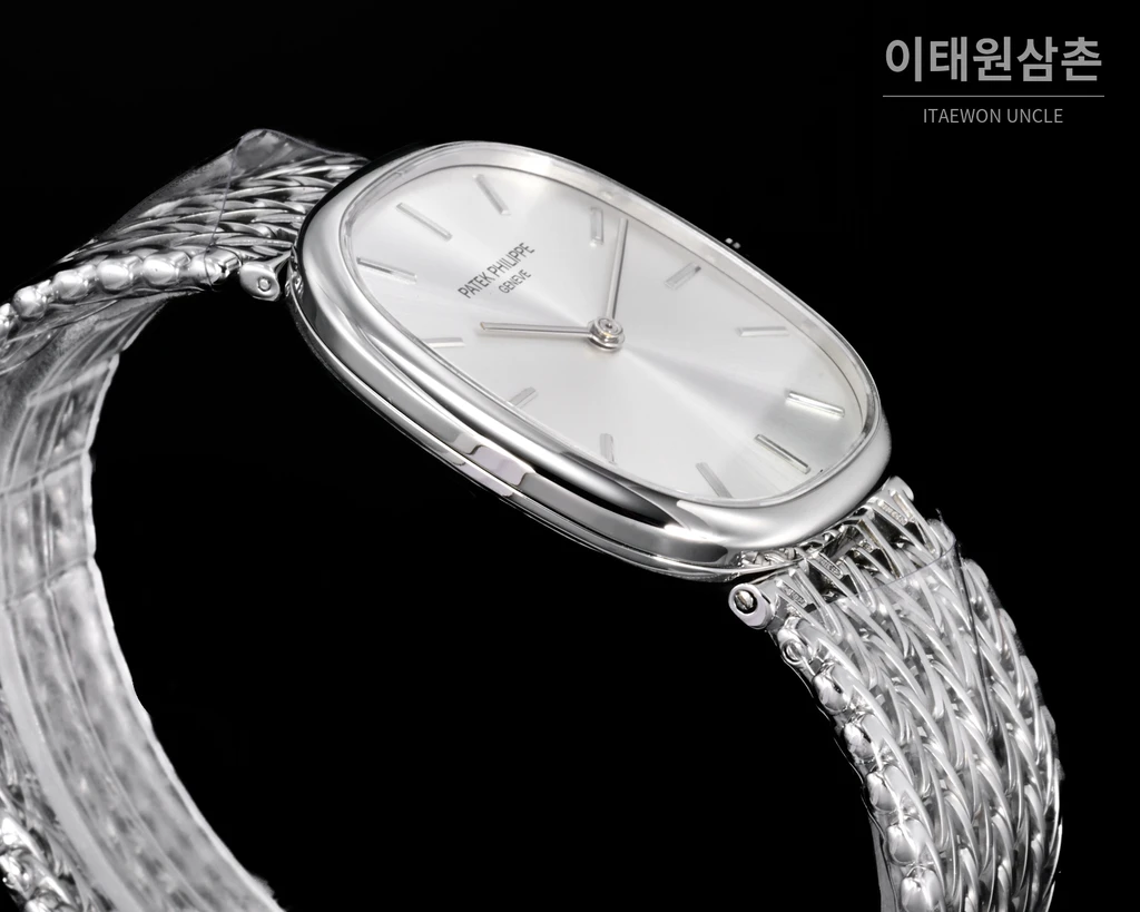 파텍필립 골든 엘립스 실버 톤 베젤 화이트다이얼 오토매틱 39.5mm