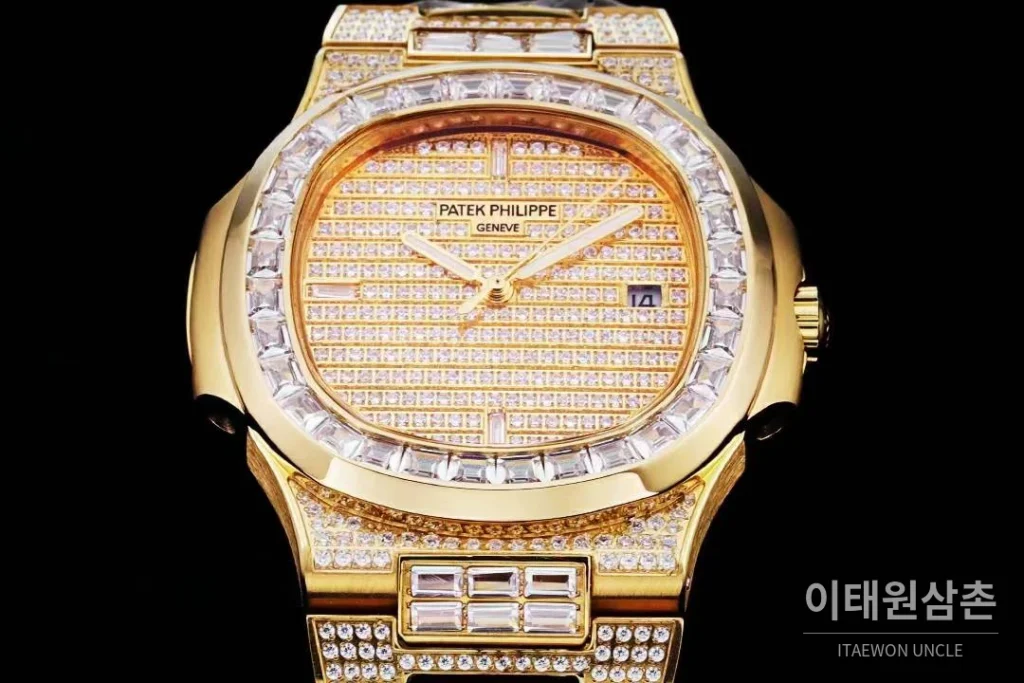 파텍필립 노틸러스 5711 풀다이아 파베 다이얼 오토매틱 40mm 실버 골드 브레이슬릿 골드 케이스 (2)