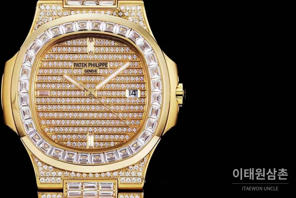파텍필립 노틸러스 5711 풀다이아 파베 다이얼 오토매틱 40mm 실버 골드 브레이슬릿 골드 케이스 (2)