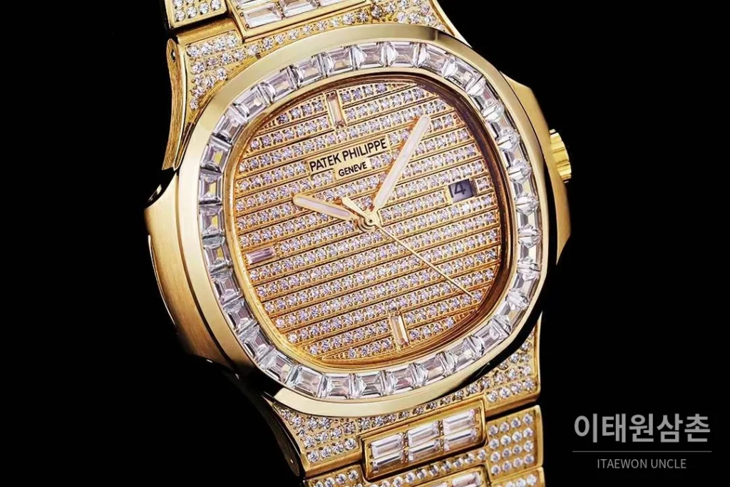 파텍필립 노틸러스 5711 풀다이아 파베 다이얼 오토매틱 40mm 실버 골드 브레이슬릿 골드 케이스 (2)