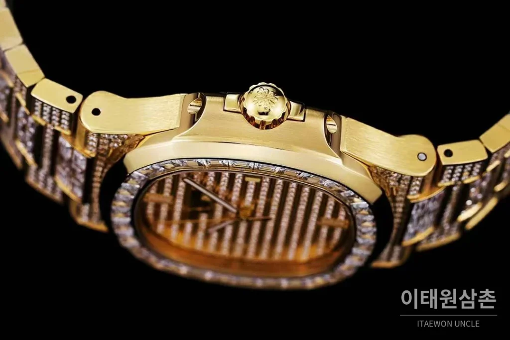 파텍필립 노틸러스 5711 풀다이아 파베 다이얼 오토매틱 40mm 실버 골드 브레이슬릿 골드 케이스 (2)