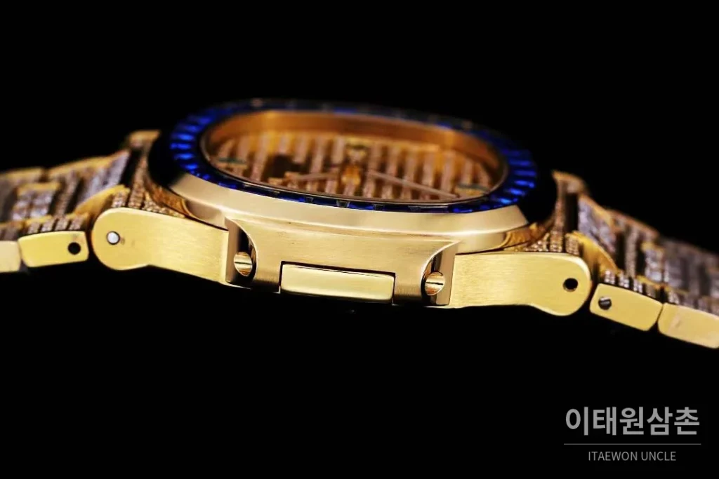 파텍필립 노틸러스 5711 풀다이아 파베 다이얼 오토매틱 40mm 실버 골드 브레이슬릿 블루 베젤