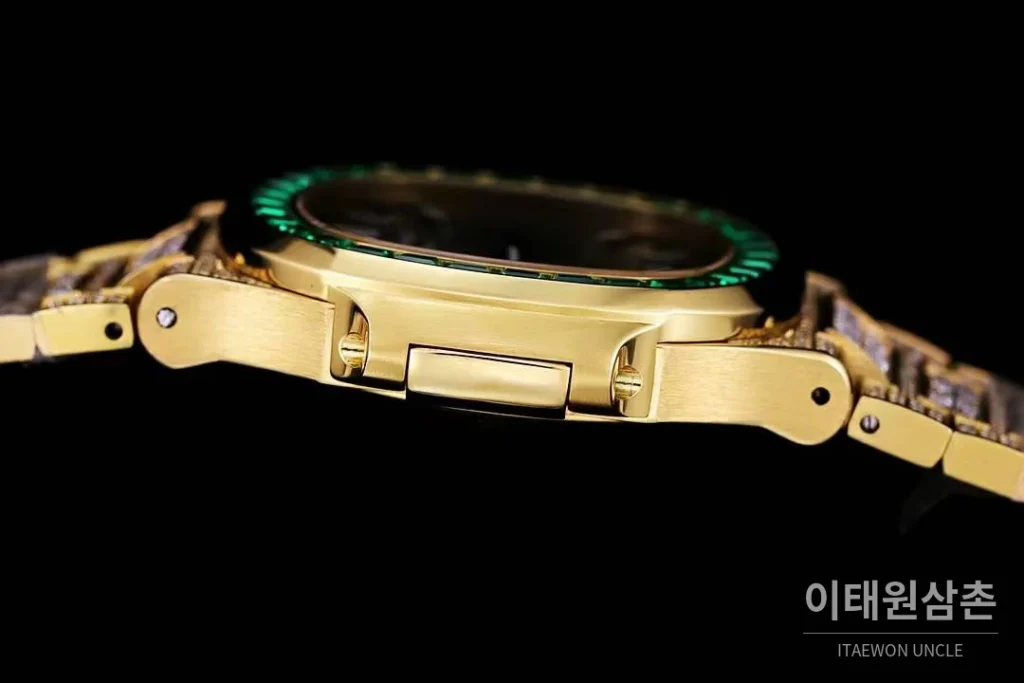 파텍필립 노틸러스 5711 풀다이아 파베 다이얼 오토매틱 40mm 실버 골드 브레이슬릿 그린 베젤