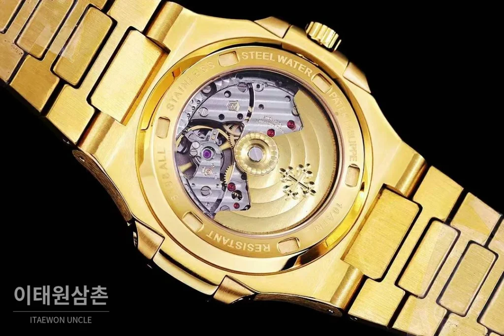 파텍필립 노틸러스 5711 풀다이아 파베 다이얼 오토매틱 40mm 실버 골드 브레이슬릿 블루 베젤