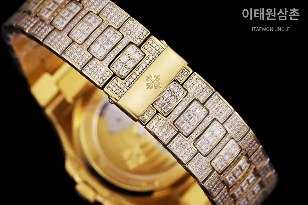 파텍필립 노틸러스 5711 풀다이아 파베 다이얼 오토매틱 40mm 실버 골드 브레이슬릿 골드 케이스 (2)