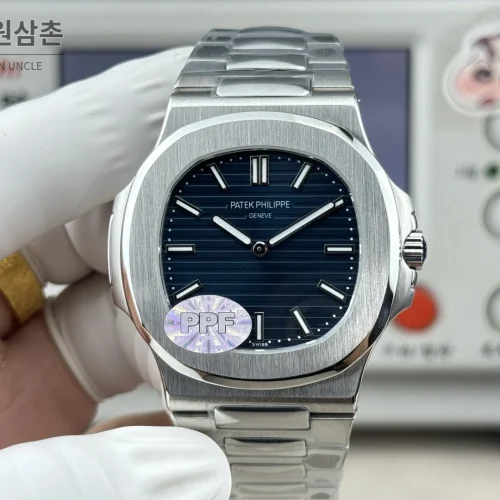 파텍필립 노틸러스 오토매틱 네이비 다이얼 스틸 브레이슬릿 (2)
