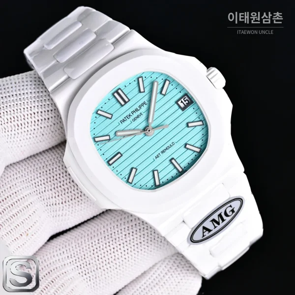 파텍필립 노틸러스 오토매틱 40mm 아이스블루 다이얼 세라믹 브레이슬릿 세라믹 케이스