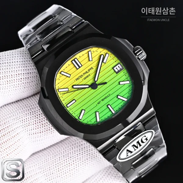 파텍필립 노틸러스 오토매틱 40mm 멀티컬러 다이얼 세라믹 브레이슬릿 블랙 베젤