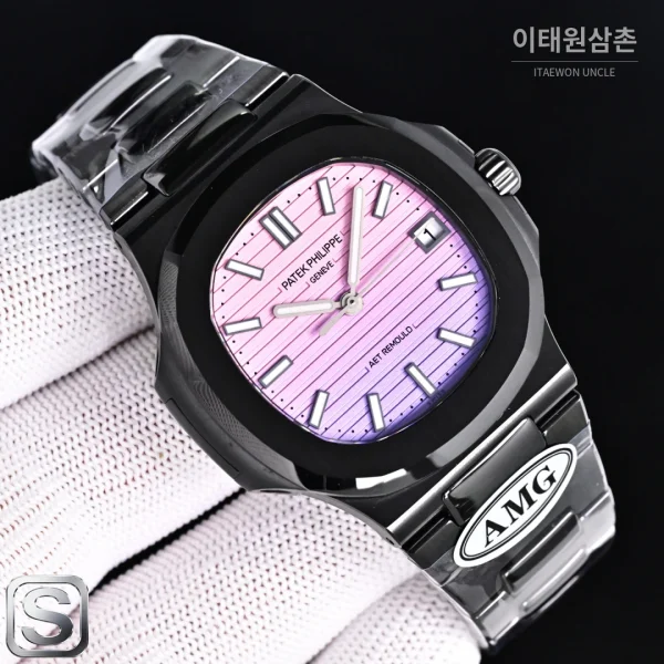 파텍필립 노틸러스 오토매틱 40mm 멀티컬러 다이얼 세라믹 브레이슬릿 블랙 베젤 (2)