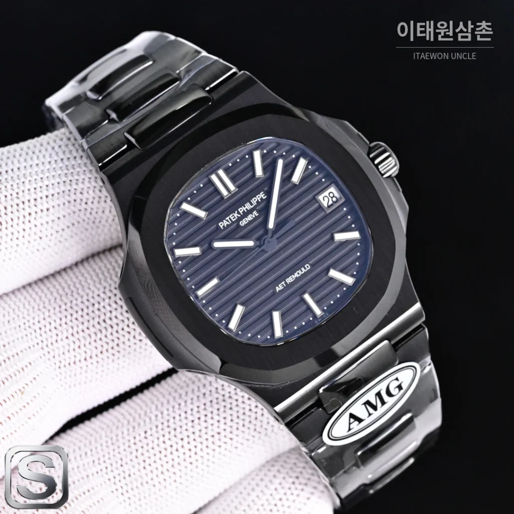 파텍필립 노틸러스 오토매틱 40mm 멀티컬러 다이얼 세라믹 브레이슬릿 블랙 베젤 (2)