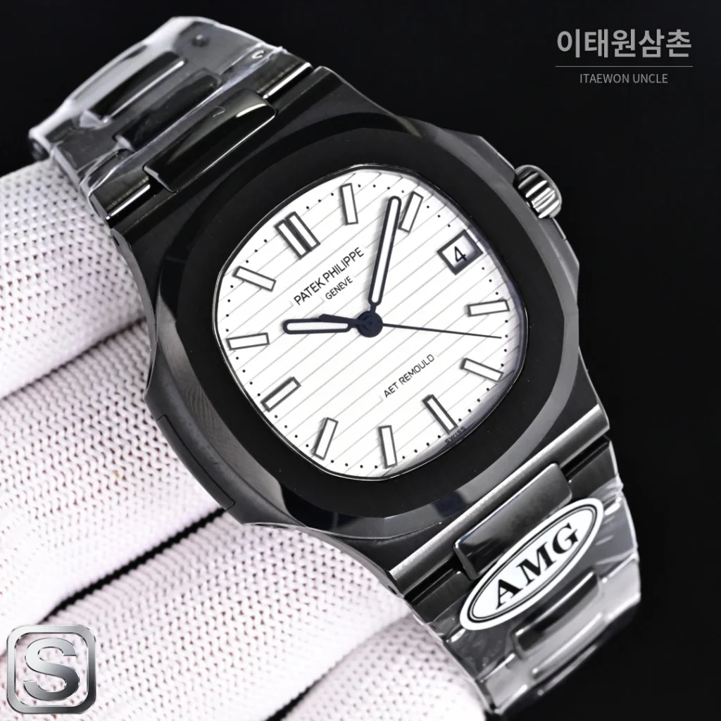 파텍필립 노틸러스 오토매틱 40mm 멀티컬러 다이얼 세라믹 브레이슬릿 블랙 베젤 (2)