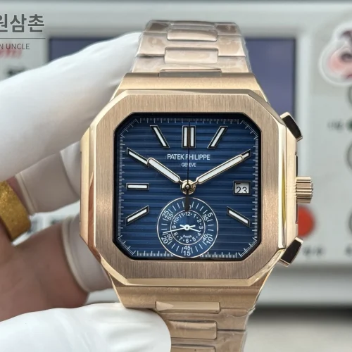 파텍필립 노틸러스 크로노그래프 오토매틱 44mm 네이비 다이얼 로즈골드 브레이슬릿