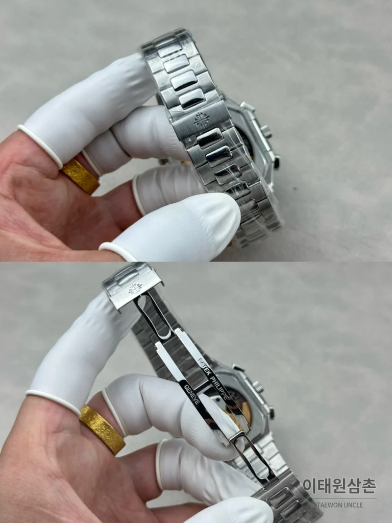 파텍필립 노틸러스 크로노그래프 오토매틱 44mm 네이비 다이얼 스틸 브레이슬릿 (2)