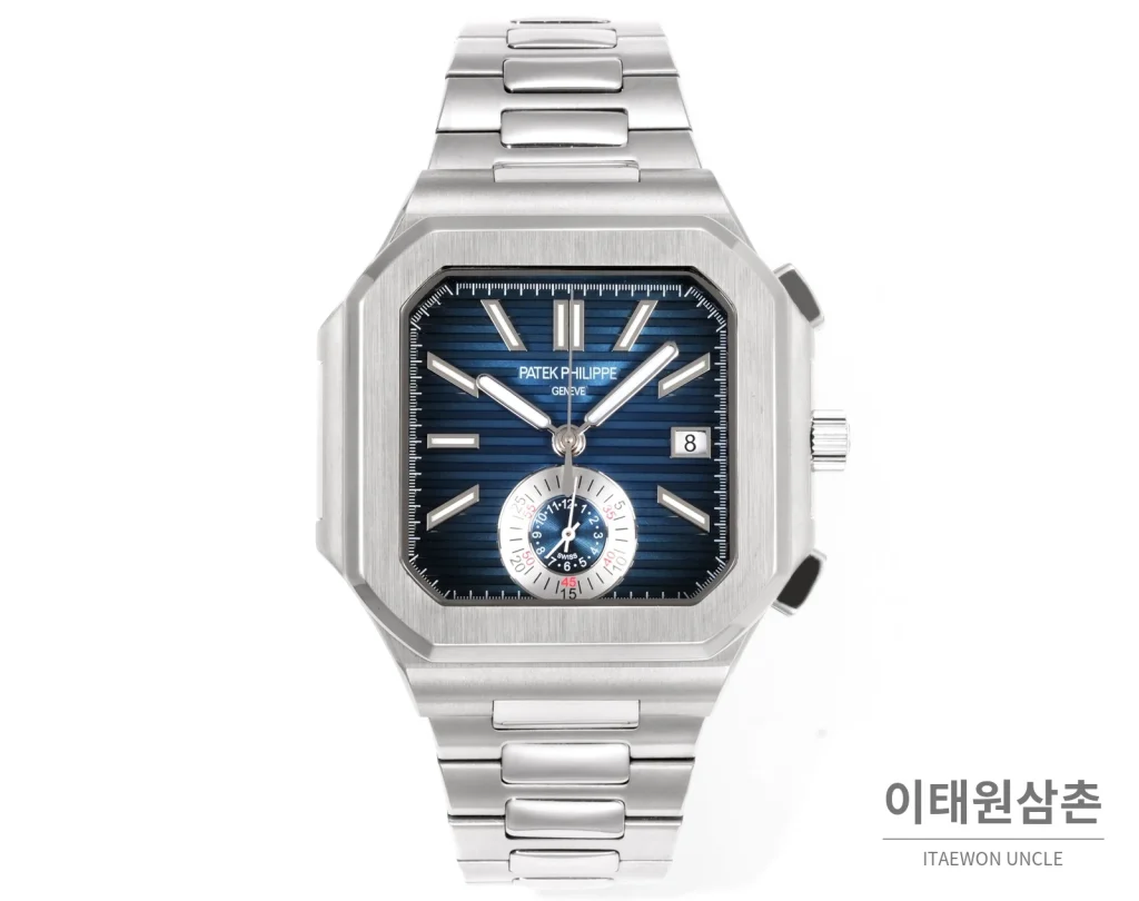 파텍필립 노틸러스 크로노그래프 오토매틱 44mm 블루 스틸 브레이슬릿