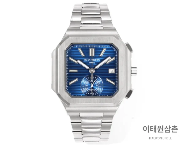 파텍필립 노틸러스 크로노그래프 오토매틱 44mm 블루 스틸 브레이슬릿 (5)