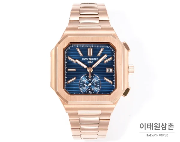파텍필립 노틸러스 크로노그래프 오토매틱 44mm 블루 로즈골드 브레이슬릿 (2)