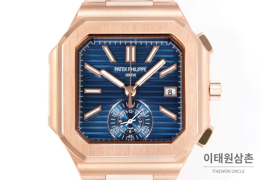 파텍필립 노틸러스 크로노그래프 오토매틱 44mm 블루 로즈골드 브레이슬릿 (2)