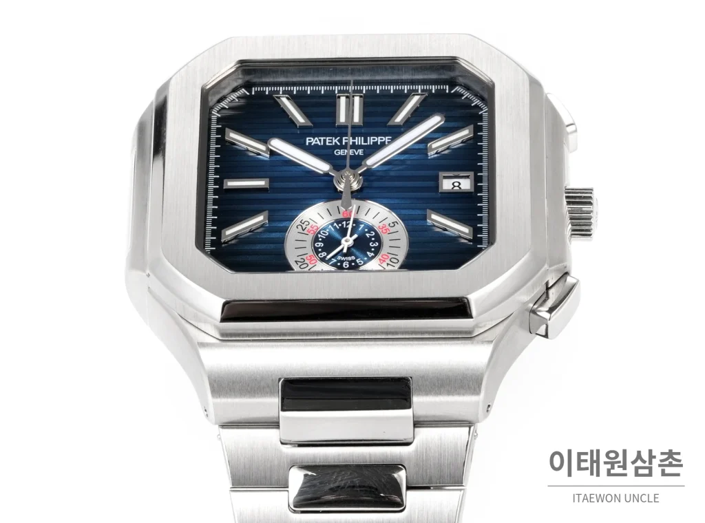 파텍필립 노틸러스 크로노그래프 오토매틱 44mm 블루 스틸 브레이슬릿
