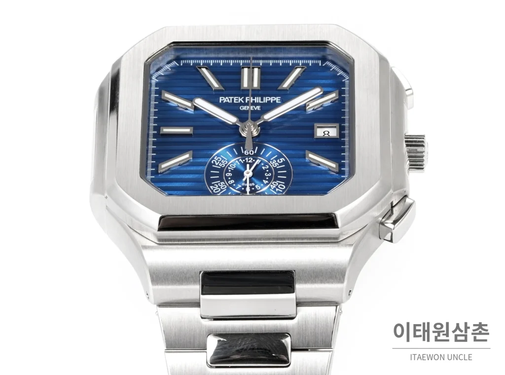 파텍필립 노틸러스 크로노그래프 오토매틱 44mm 블루 스틸 브레이슬릿 (5)