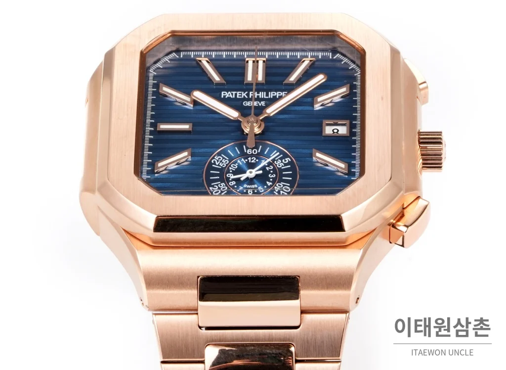 파텍필립 노틸러스 크로노그래프 오토매틱 44mm 블루 로즈골드 브레이슬릿 (2)