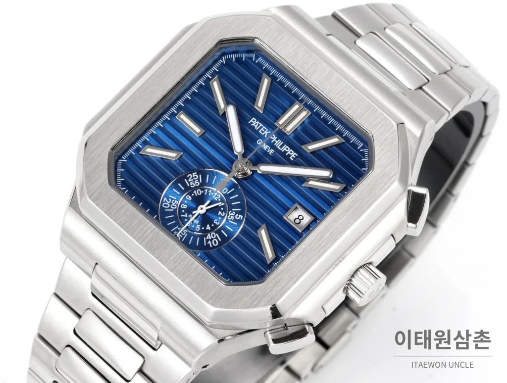 파텍필립 노틸러스 크로노그래프 오토매틱 44mm 블루 스틸 브레이슬릿 (5)