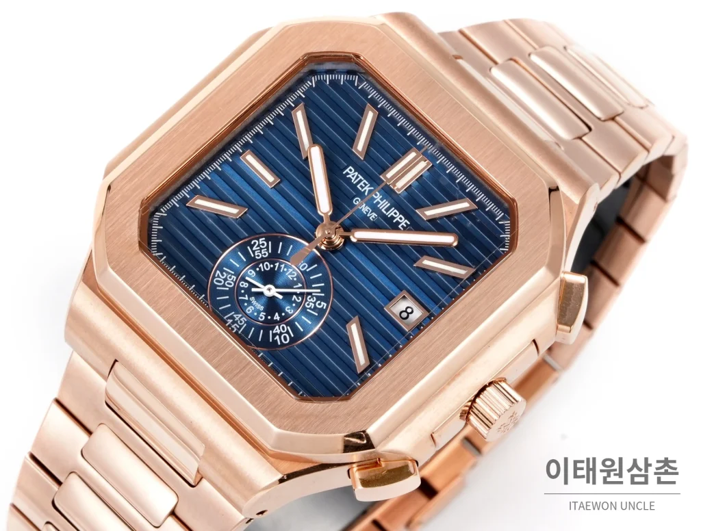 파텍필립 노틸러스 크로노그래프 오토매틱 44mm 블루 로즈골드 브레이슬릿 (2)