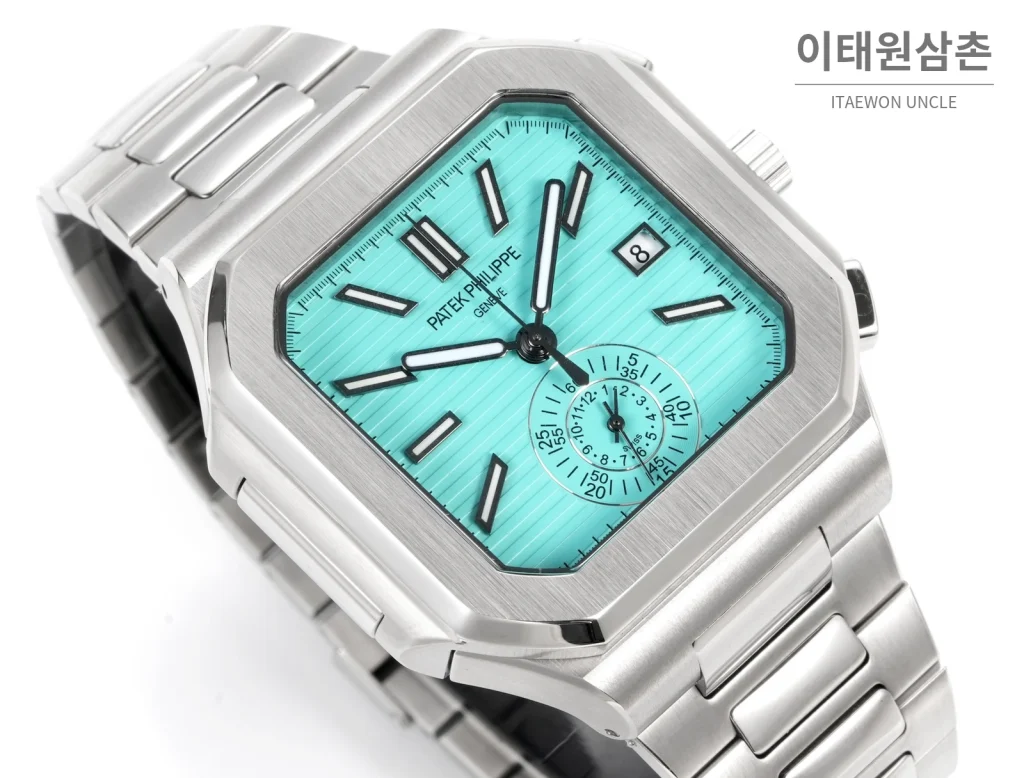 파텍필립 노틸러스 크로노그래프 오토매틱 44mm 블루 스틸 브레이슬릿 (3)